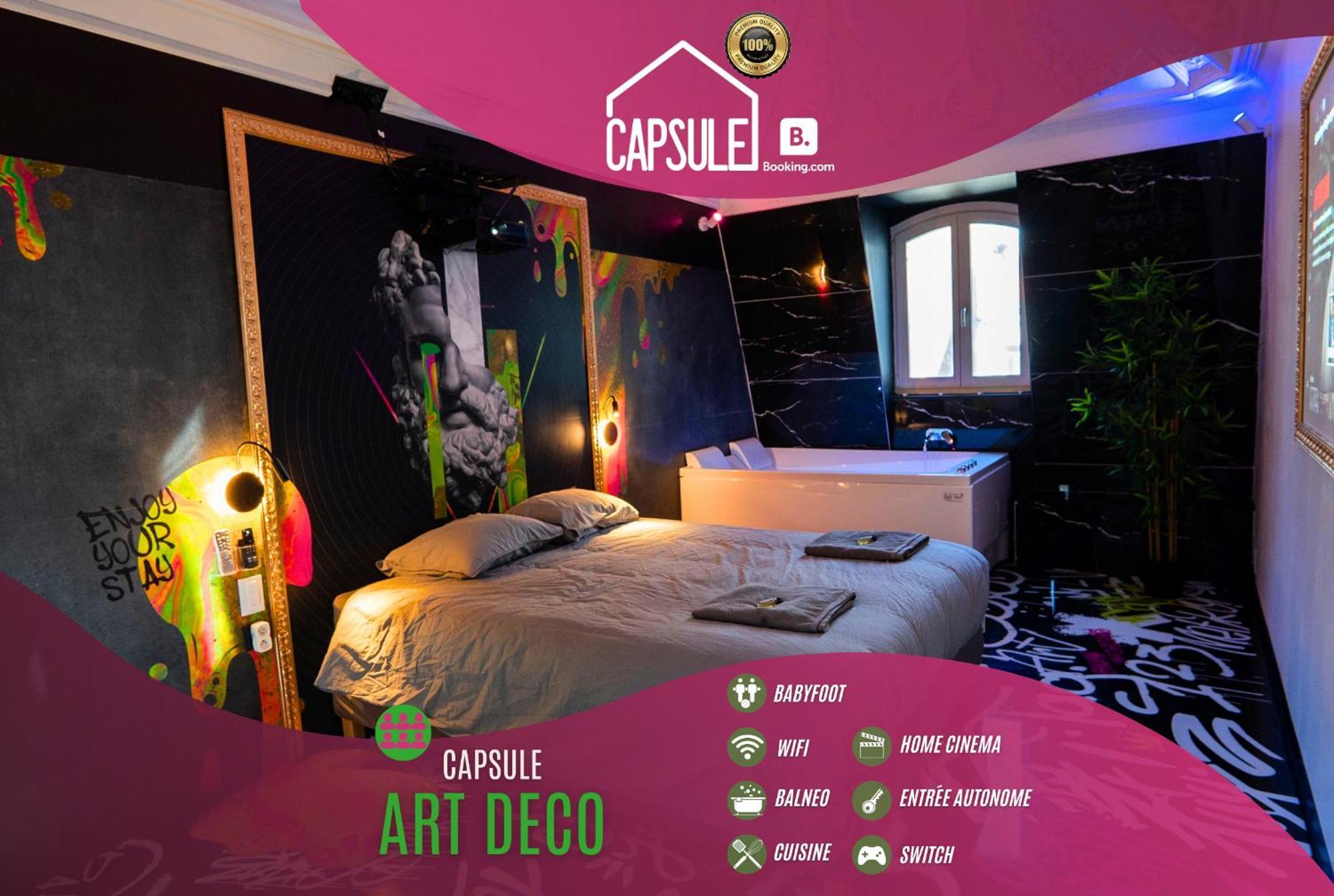 Capsule Art Deco - Jacuzzi - Netflix - Home Cinema - Arcade De Jeux & Nintendo Switch - 2 Chambres - Filet Suspendu Valenciennes Eksteriør billede